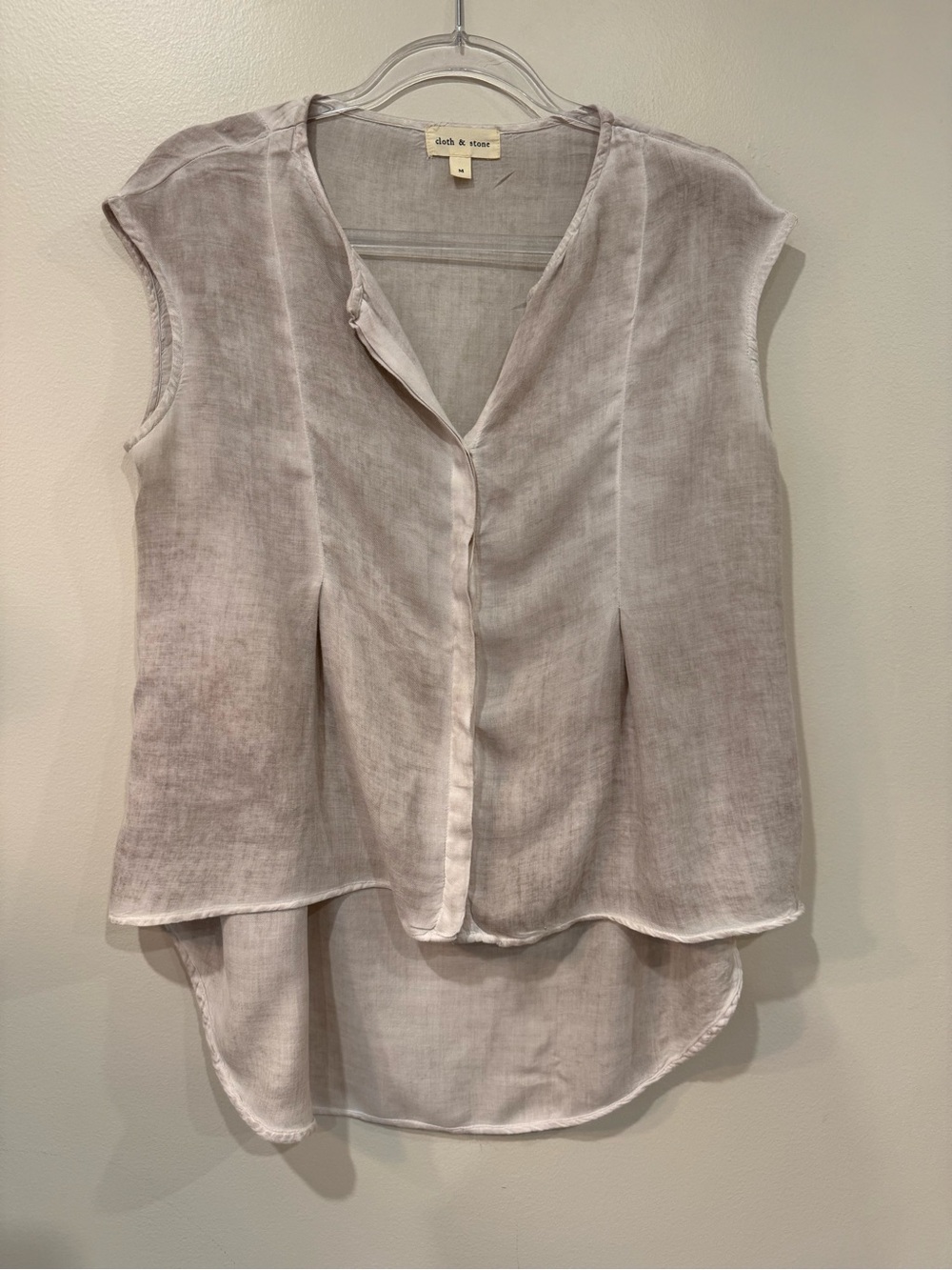 Cloth & Stone Oatmeal Tan Grey High-Low Sleeveless Blouse Light Airy M